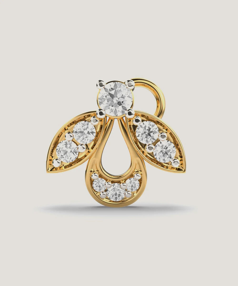 Diamond Nose Pin in a sleek high-contrast midnight luxury editorial style